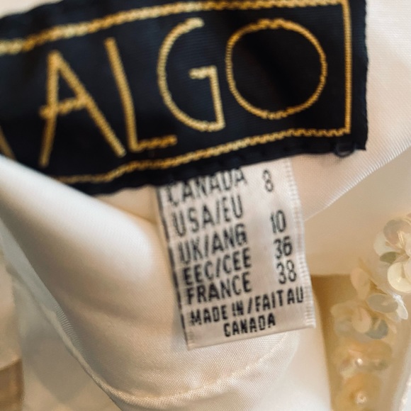 Off white satindress long with strap pearl - Picture 2 of 7